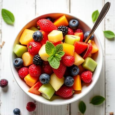 Colorful bowl of fresh cut fruit